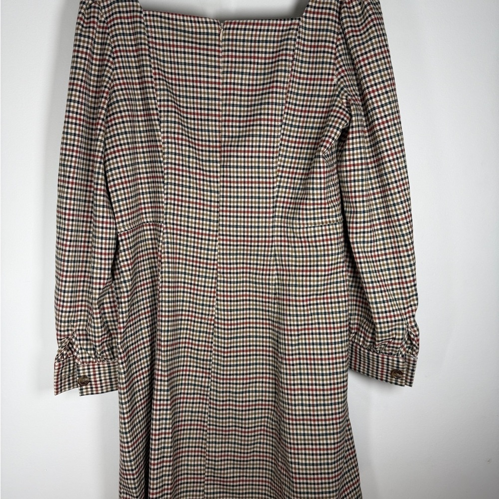 Gal Meets Glam Sz 10 Brooke Dress Plaid A-line Square Long Sleeves Pockets Prep - Picture 8 of 16